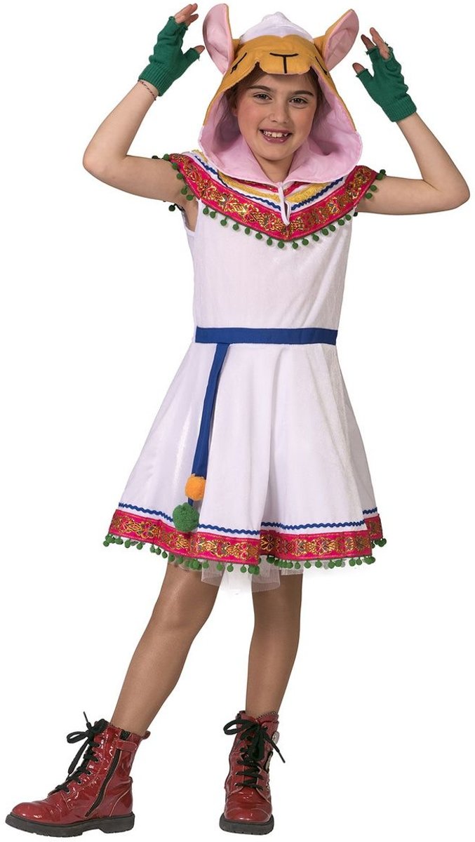 Spaans & Mexicaans Kostuum | Alpaca Lama Andes Zuid Amerika | Meisje | Maat 140 | Carnaval kostuum | Verkleedkleding